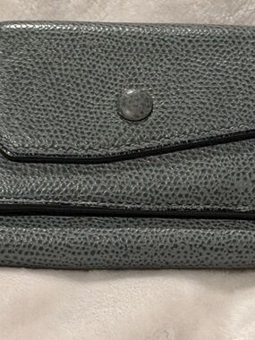 Valextra Pebbled Leather Wallet Gray Made in Italy Compact Luxury